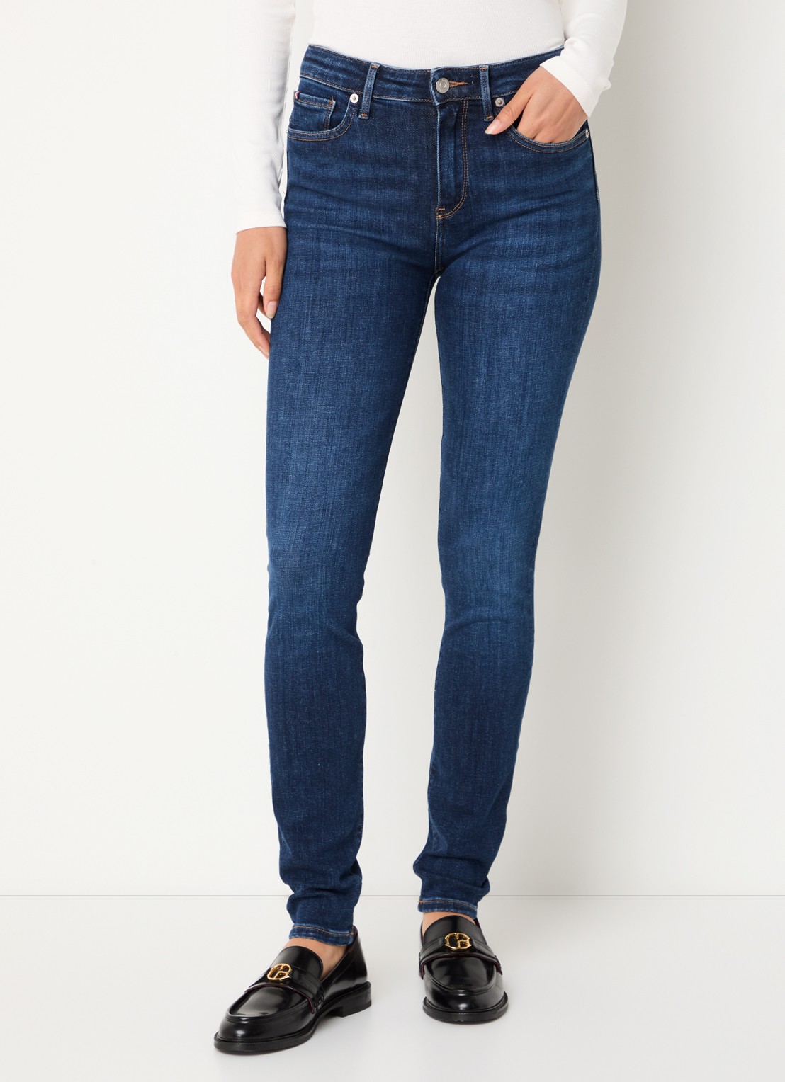 Tommy Hilfiger Mid waist skinny jeans met donkere wassing - detail 6 indigo