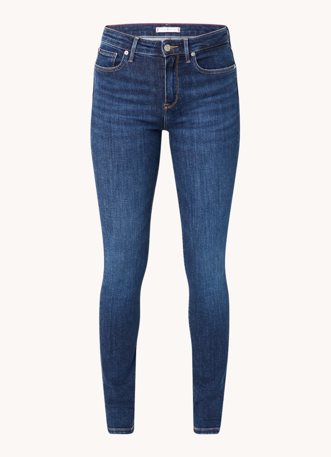 Tommy Hilfiger Mid waist skinny jeans met donkere wassing - voorkant 11 indigo
