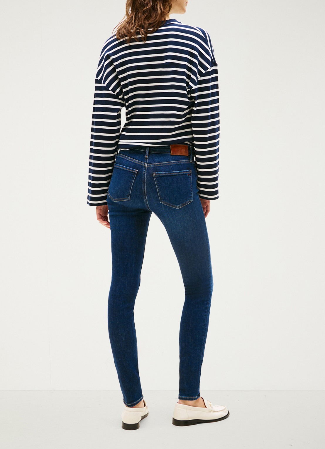 Tommy Hilfiger Mid waist skinny jeans met donkere wassing - achterkant 3 indigo