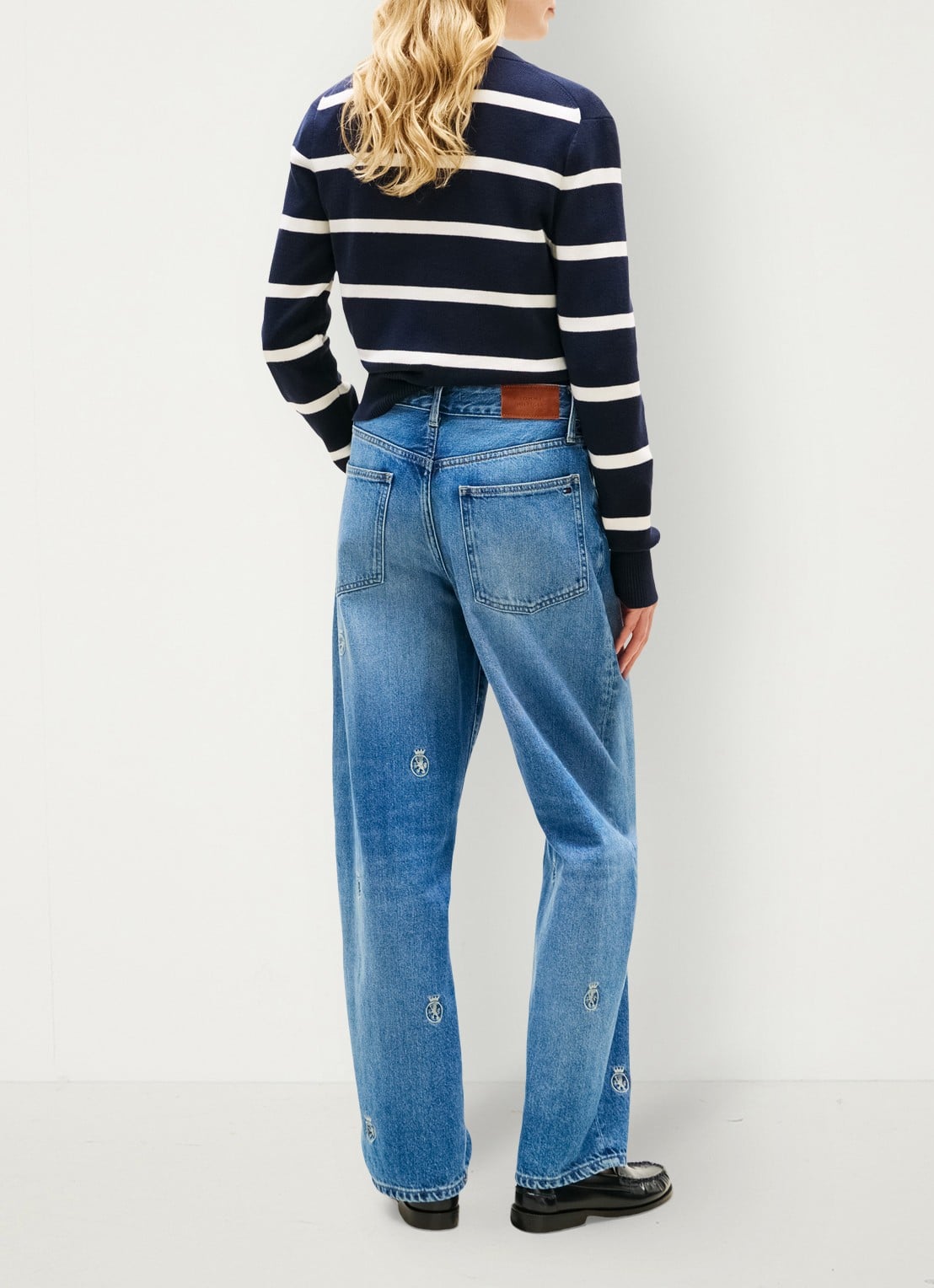 Tommy Hilfiger Mid waist straight fit jeans met logoprint - achterkant 3 denim