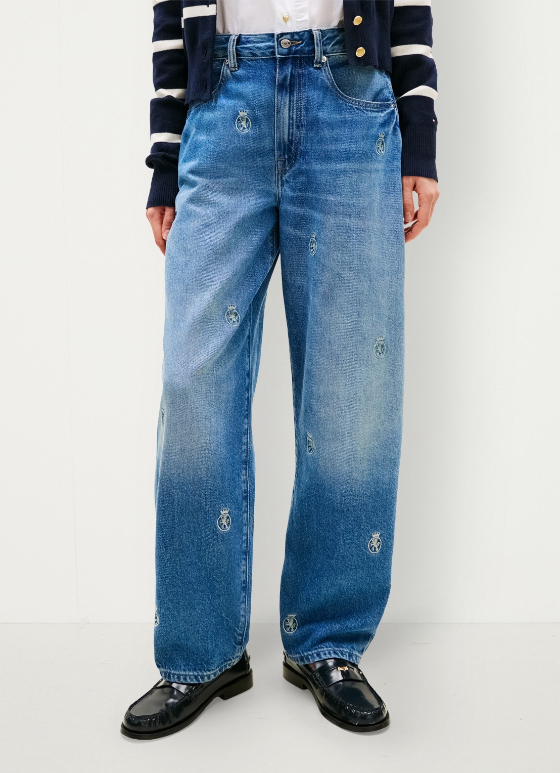 Tommy Hilfiger Mid waist straight fit jeans met logoprint - detail 4 denim
