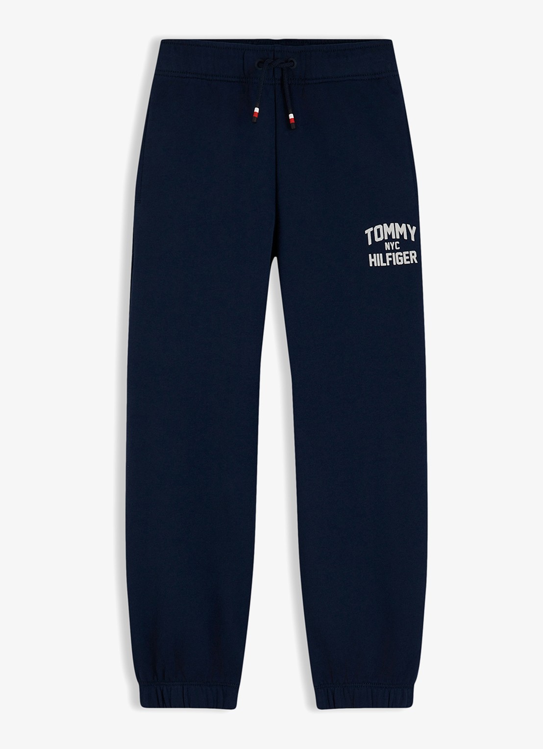 Tommy Hilfiger Mid waist straight fit joggingsbroek met logo - voorkant 4 donkerblauw