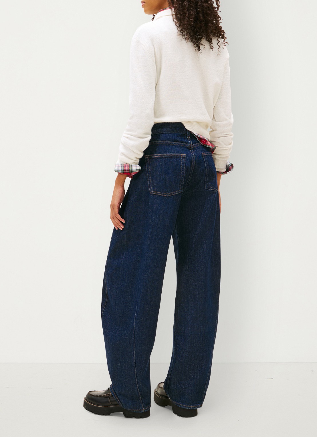 Tommy Hilfiger Mid waist tapered fit jeans met steekzakken - achterkant donkerblauw