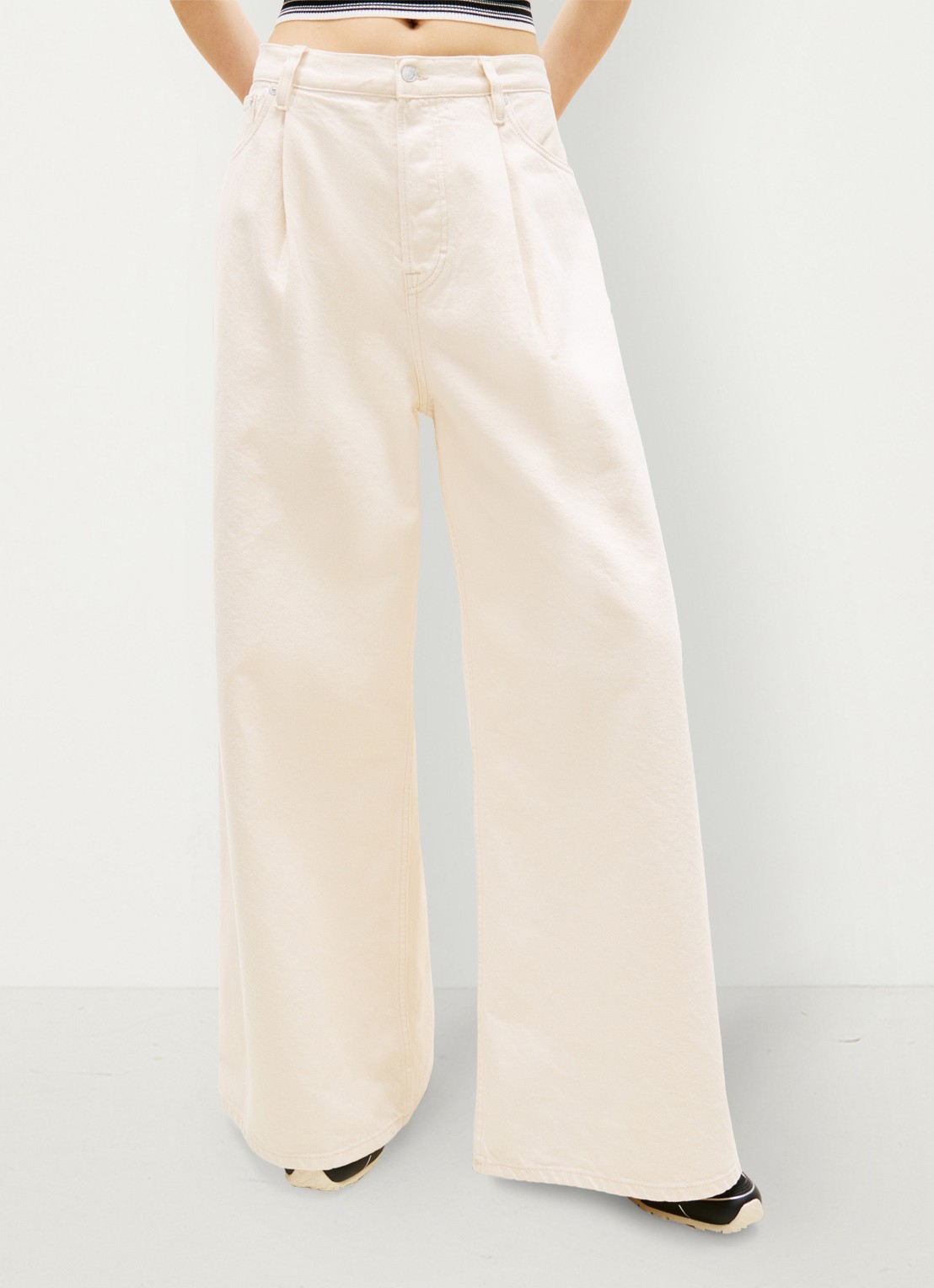 Tommy Hilfiger Mid waist wide fit jeans van katoen - detail 4 gebroken wit