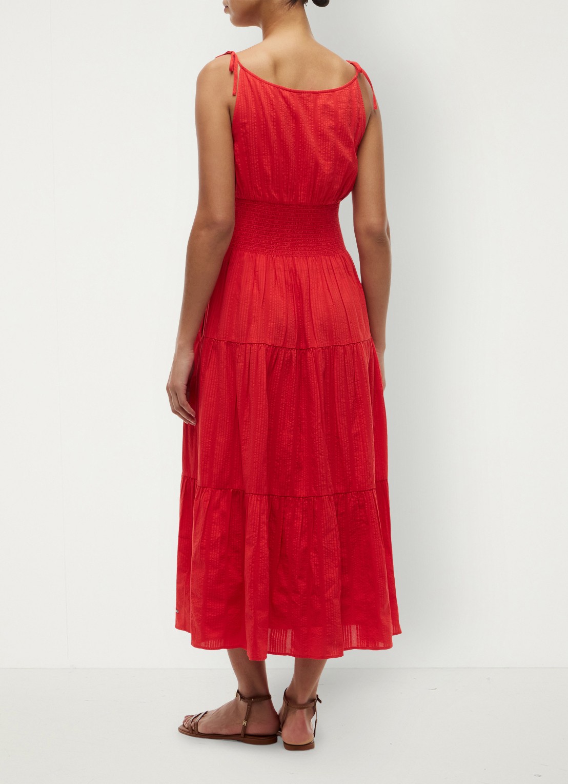 Tommy Hilfiger Midi jurk in katoenblend - achterkant rood