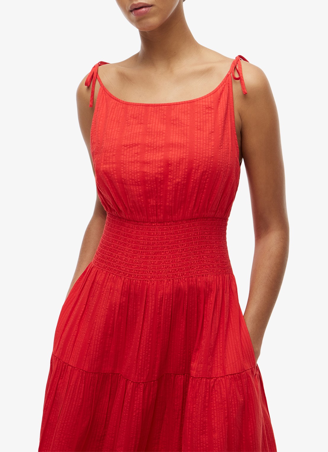 Tommy Hilfiger Midi jurk in katoenblend - detail 2 rood