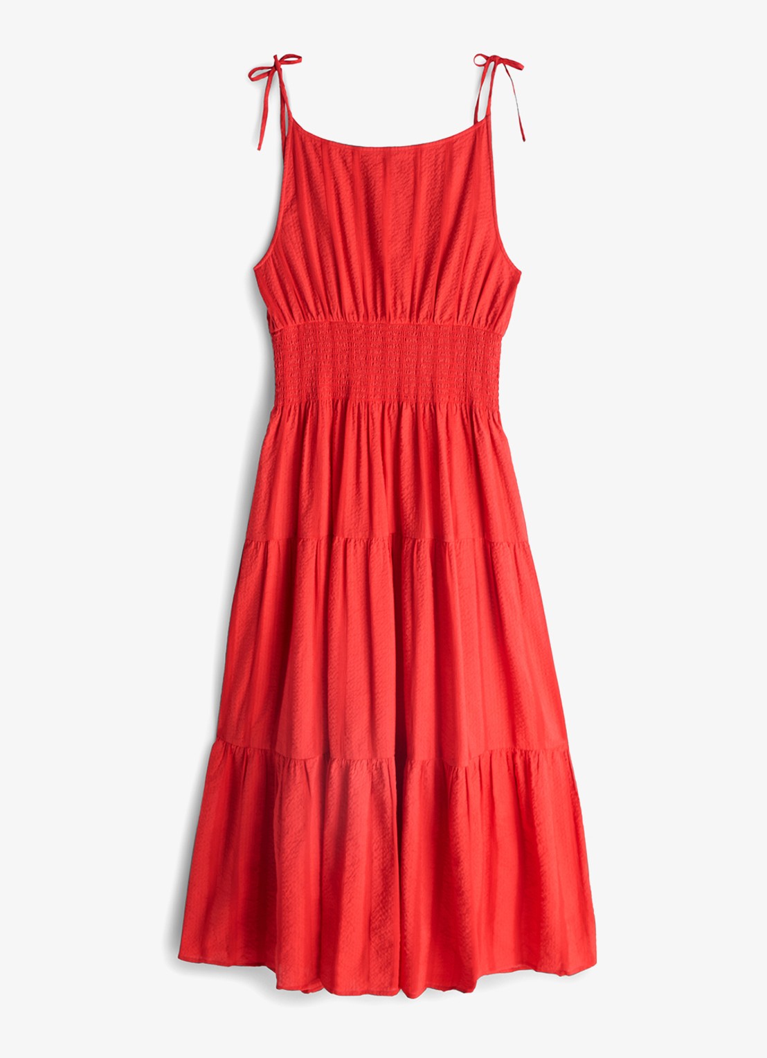 Tommy Hilfiger Midi jurk in katoenblend - voorkant 5 rood
