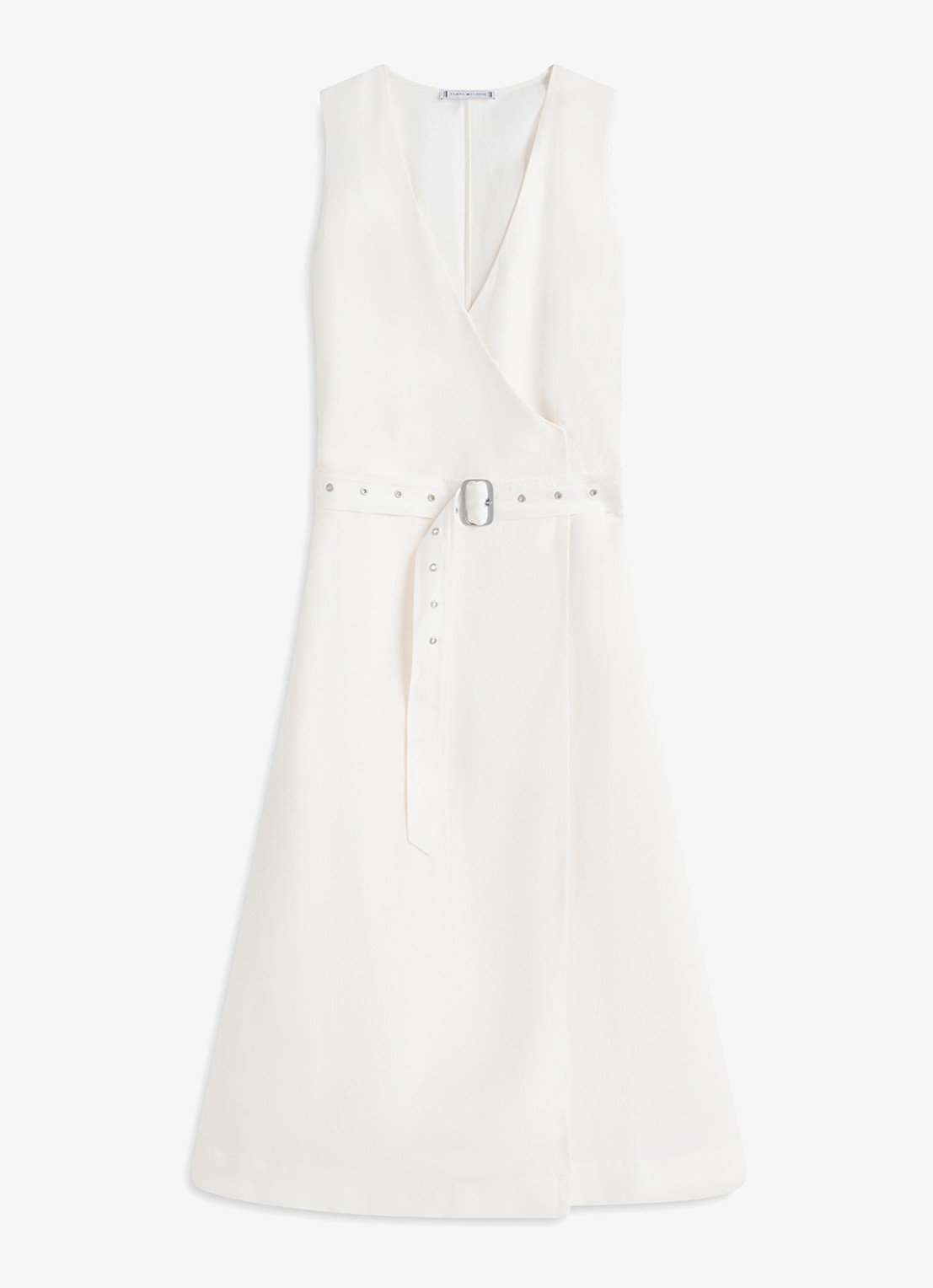 Tommy Hilfiger Midi jurk met ceintuur - voorkant wit