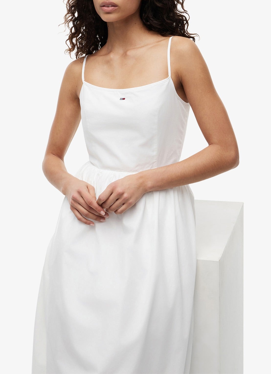 Tommy Hilfiger Midi jurk met geknoopt detail - detail 4 wit