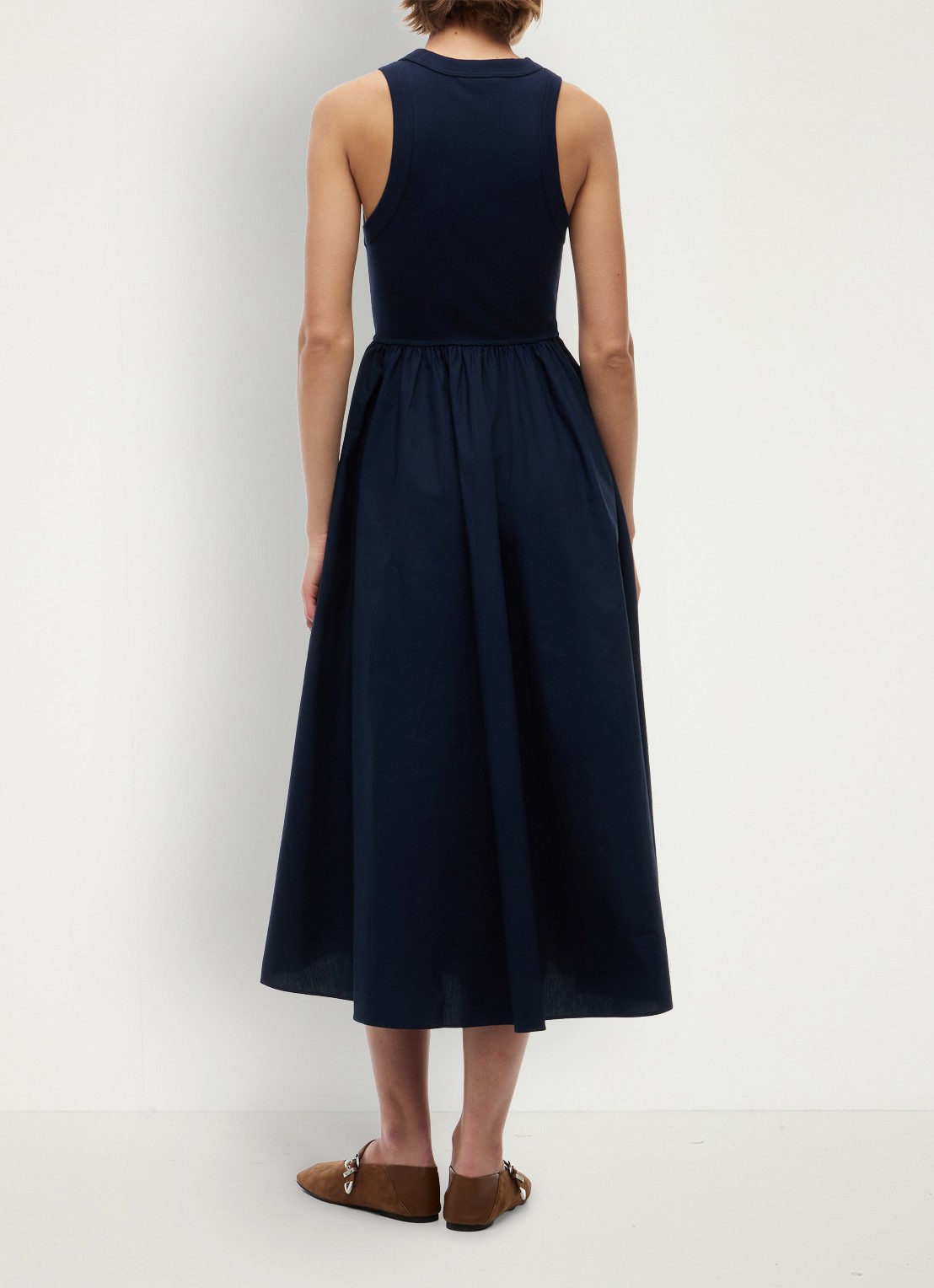 Tommy Hilfiger Midi jurk met plooien en logoborduring - achterkant 3 donkerblauw