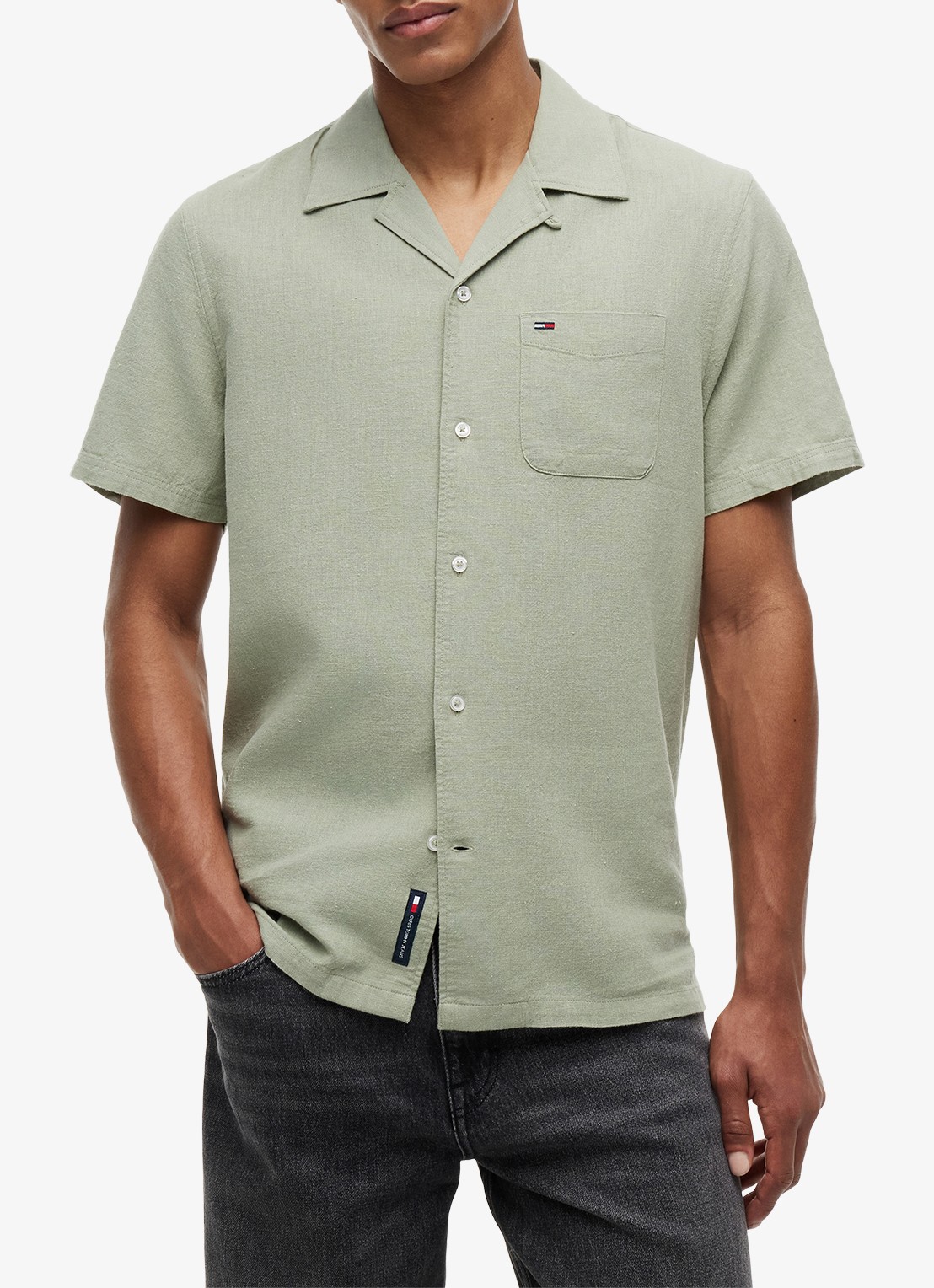 Tommy Hilfiger Midi jurk met plooien en logoborduring - detail 3 donkerblauw