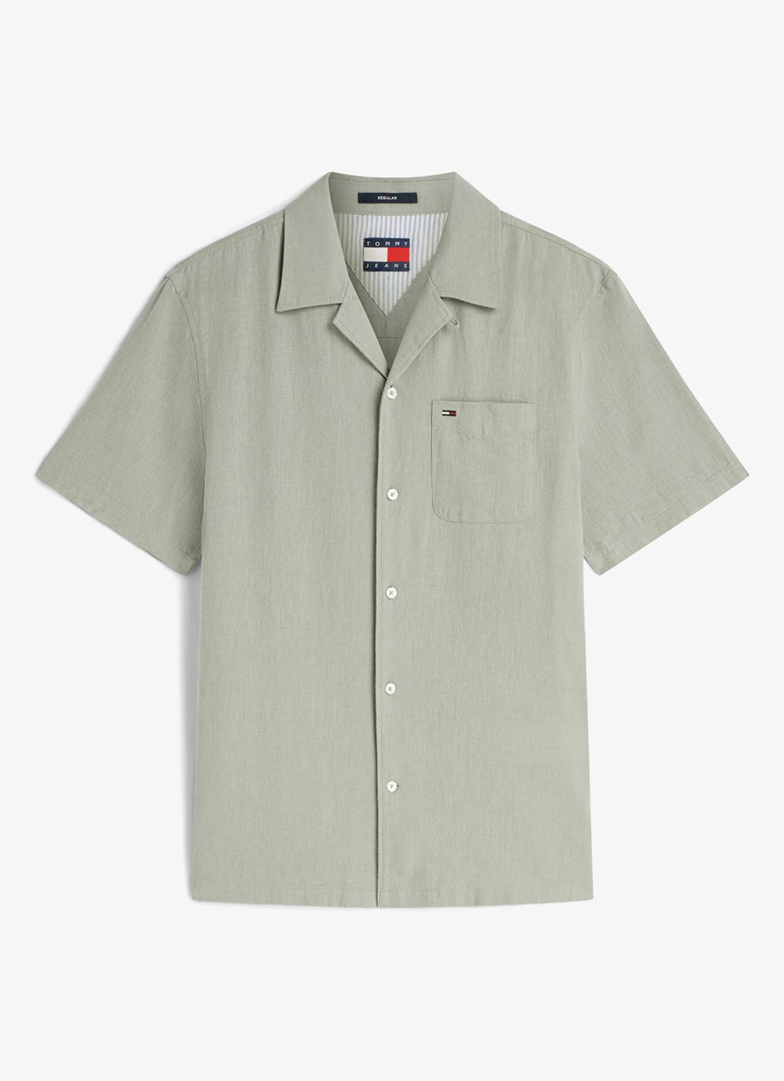 Tommy Hilfiger Midi jurk met plooien en logoborduring - voorkant donkerblauw