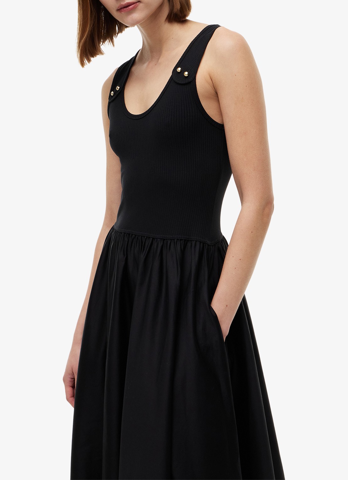 Tommy Hilfiger Midi jurk met plooien - detail 2 zwart