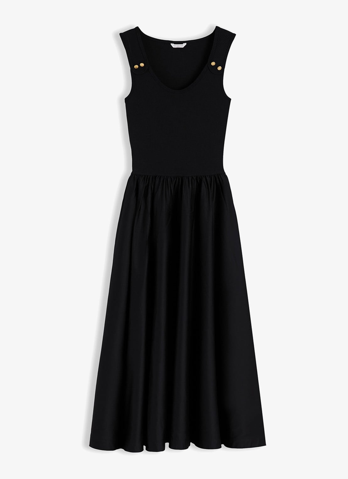 Tommy Hilfiger Midi jurk met plooien - voorkant 5 zwart