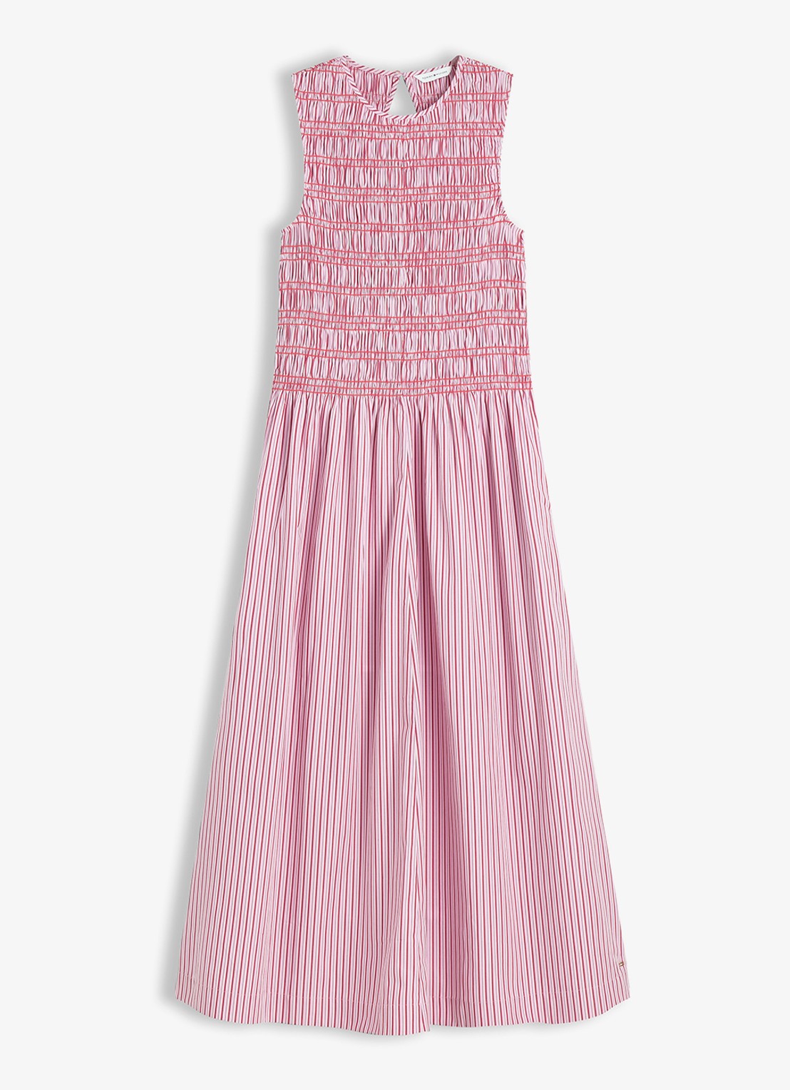 Tommy Hilfiger Midi jurk met streepprint - voorkant 4 pink multi stripe-0d7 / roze