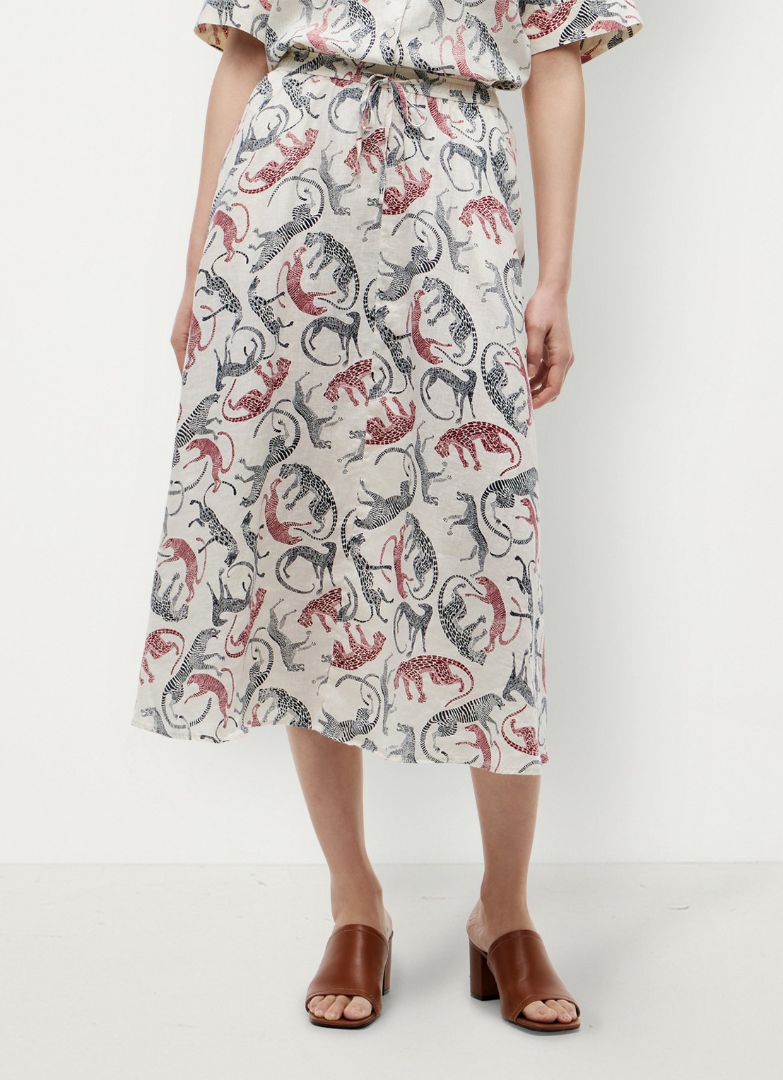 Tommy Hilfiger Midi rok met dierenprint - detail multicolor
