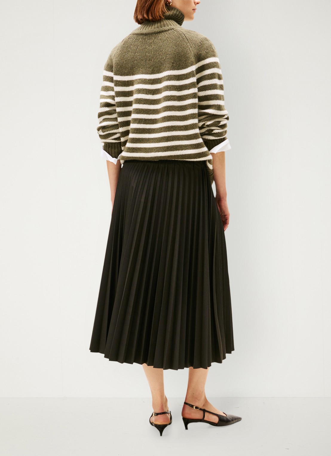 Tommy Hilfiger Midi rok met plissé - achterkant 3 legergroen
