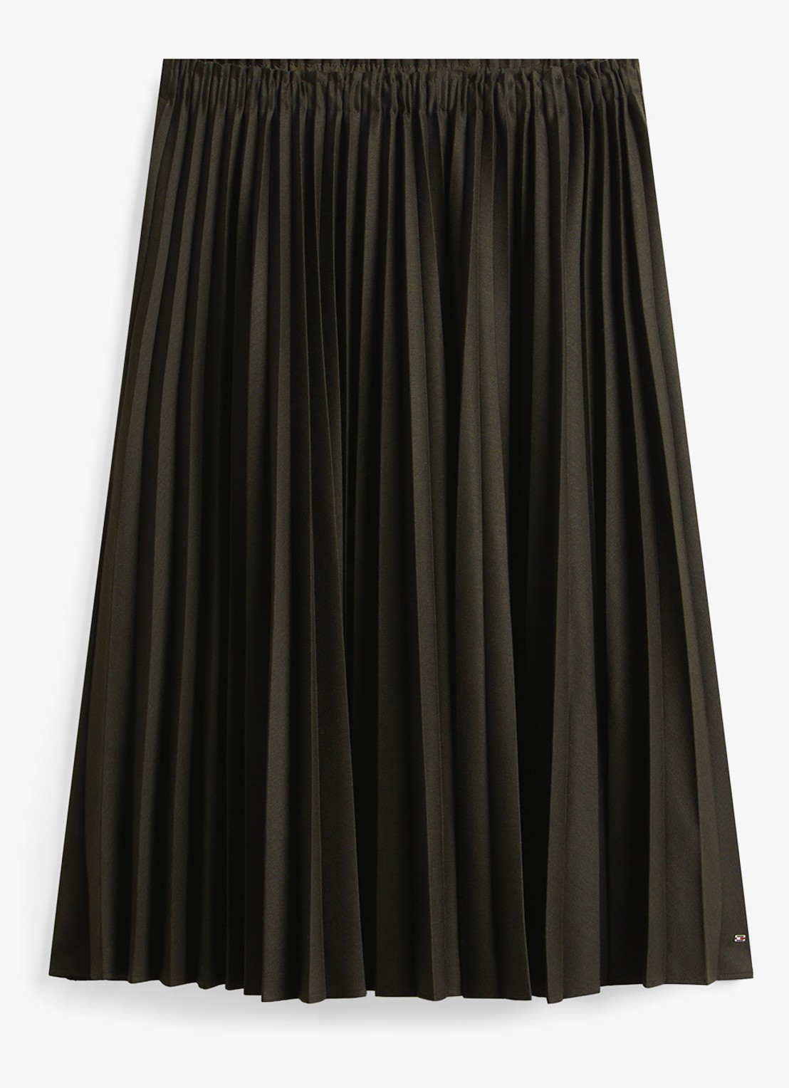 Tommy Hilfiger Midi rok met plissé - voorkant legergroen
