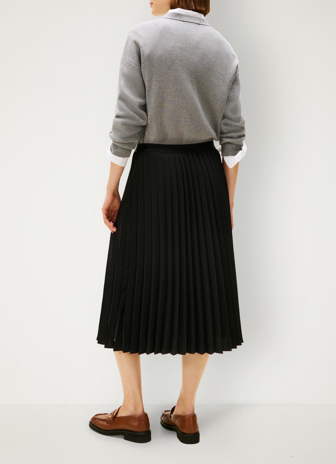 Tommy Hilfiger Midi rok met plissé - achterkant 3 zwart