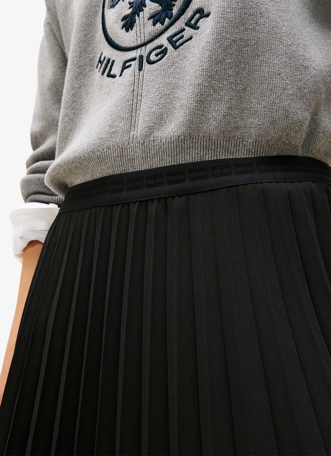 Tommy Hilfiger Midi rok met plissé - detail 2 zwart