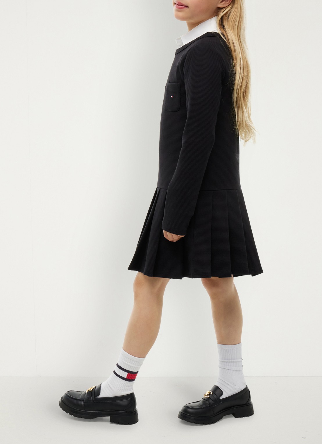 Tommy Hilfiger Mini A-lijn jurk met plooien - detail 2 zwart