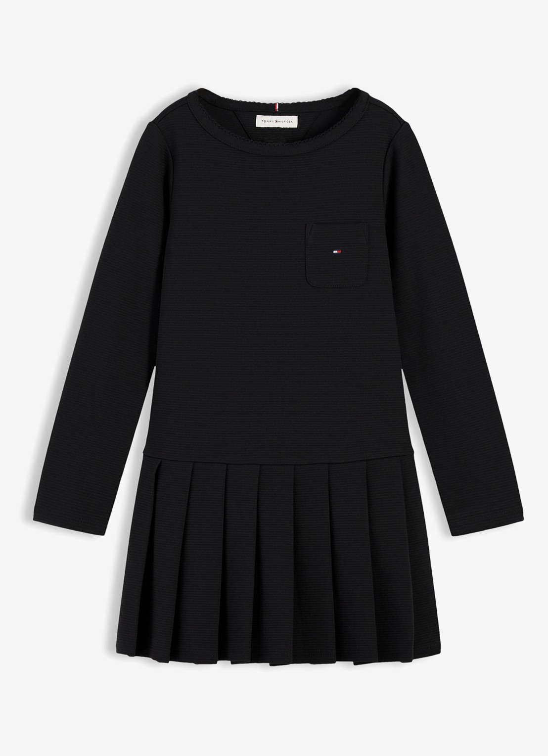 Tommy Hilfiger Mini A-lijn jurk met plooien - voorkant 4 zwart