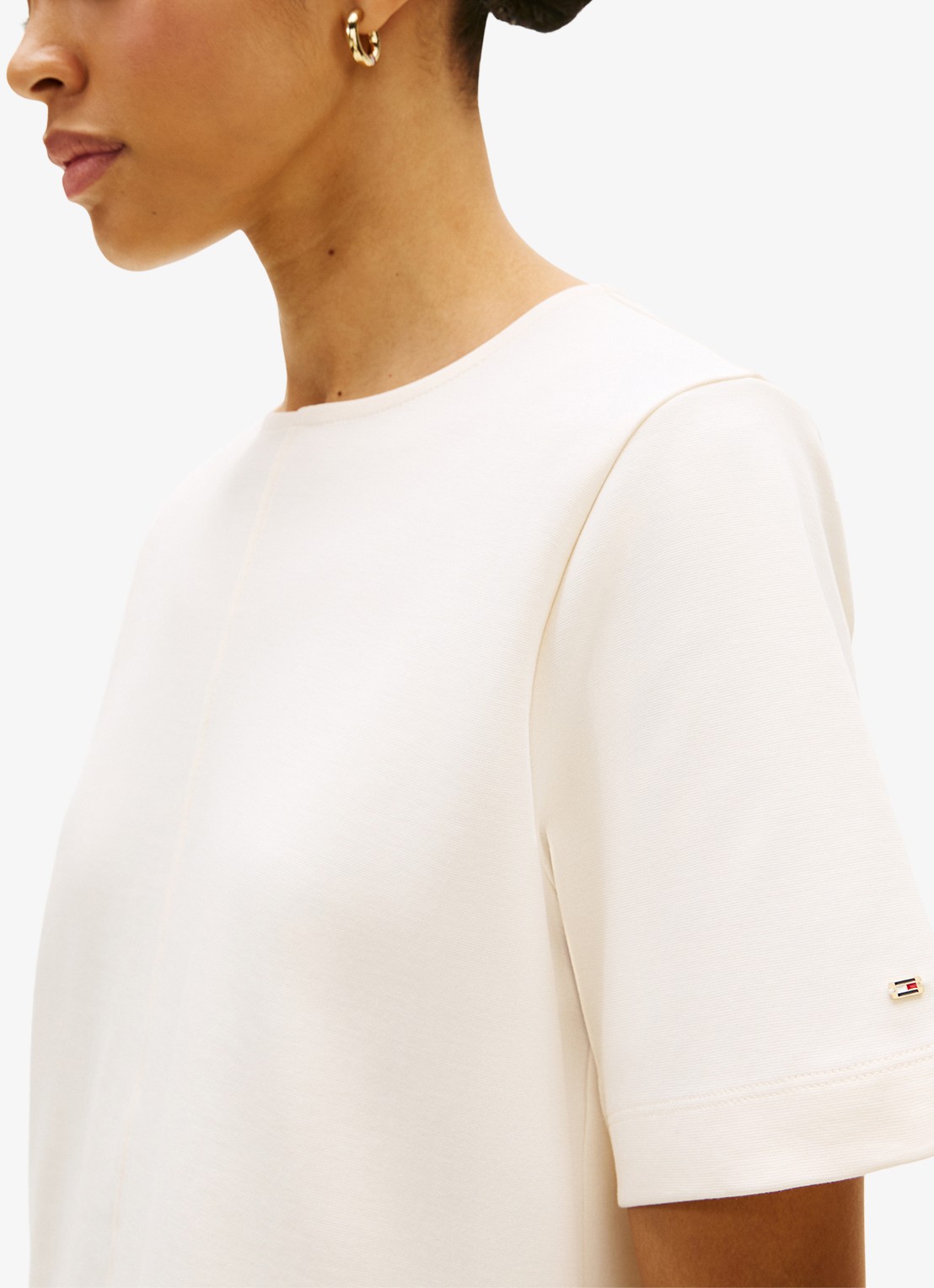 Tommy Hilfiger Mini jurk in katoenblend - detail 3 gebroken wit
