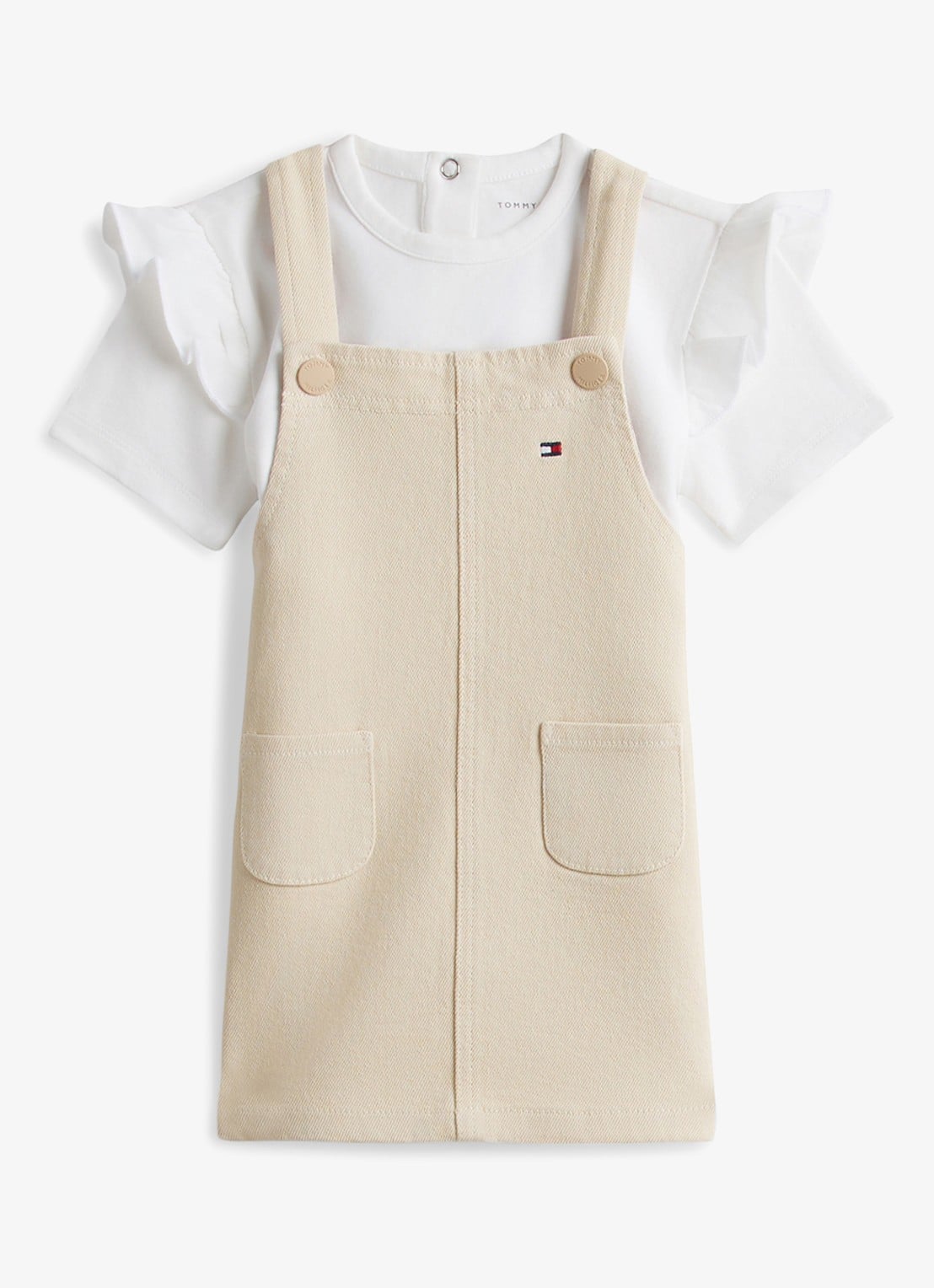 Tommy Hilfiger Mini jurk in katoenblend - voorkant 2 beige