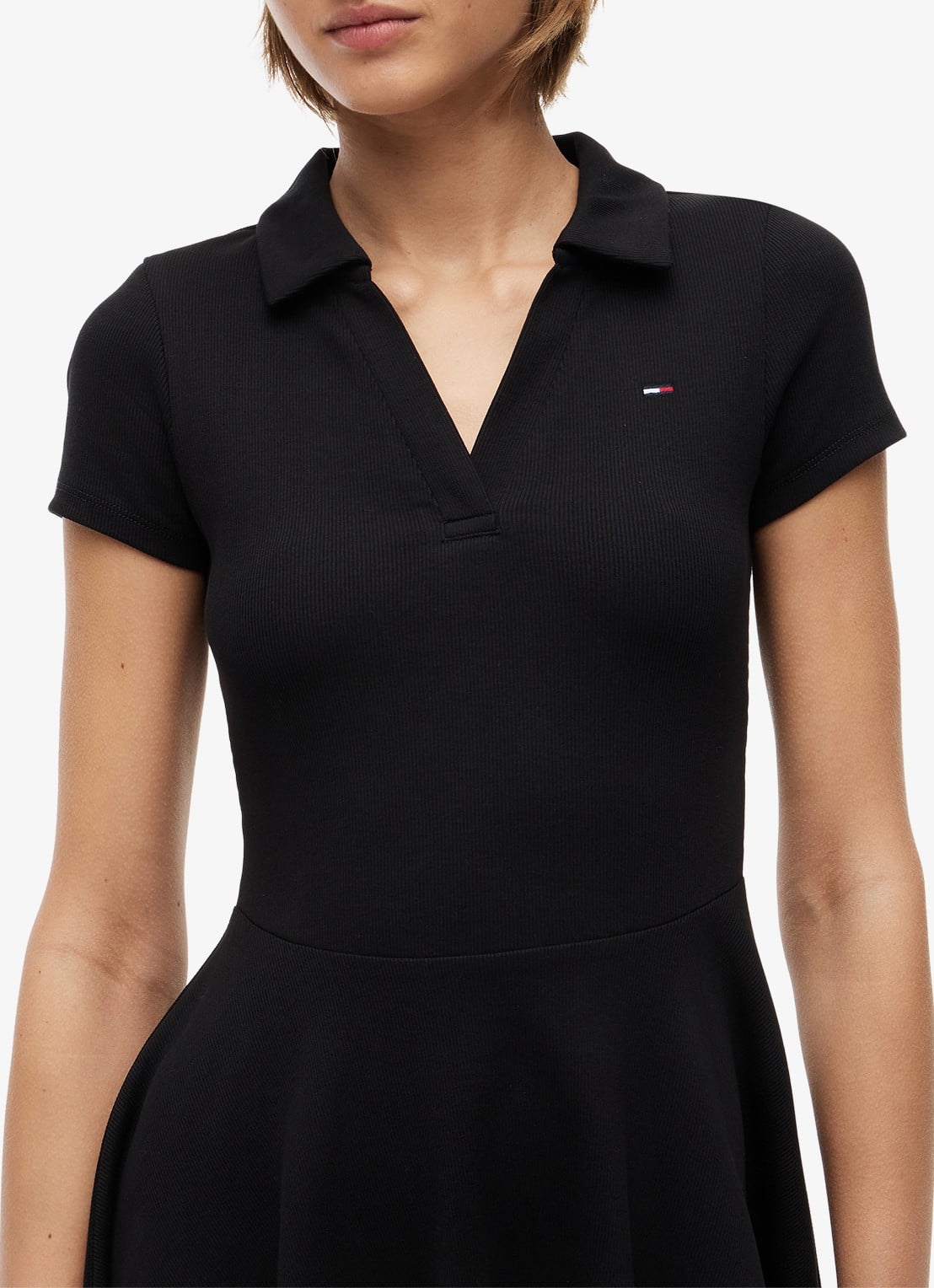 Tommy Hilfiger Mini jurk met logoborduring - detail 2 zwart