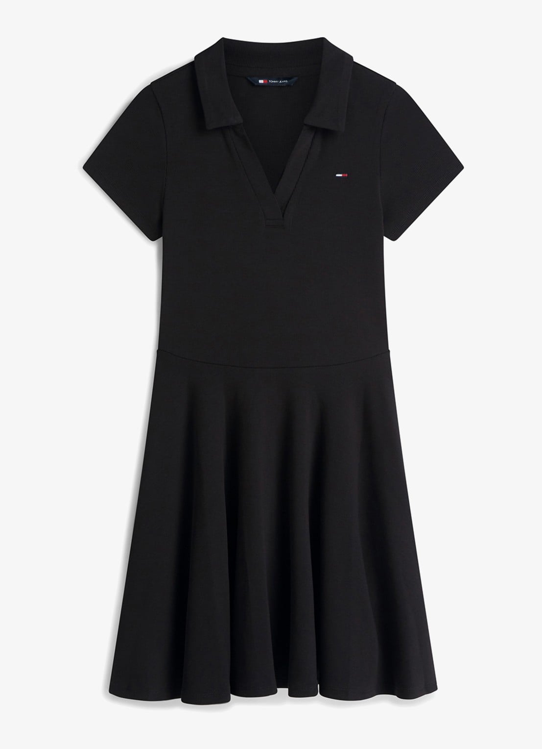 Tommy Hilfiger Mini jurk met logoborduring - voorkant 4 zwart