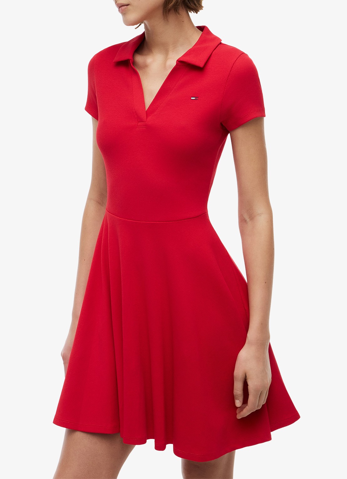 Tommy Hilfiger Mini jurk met logoborduring - detail rood