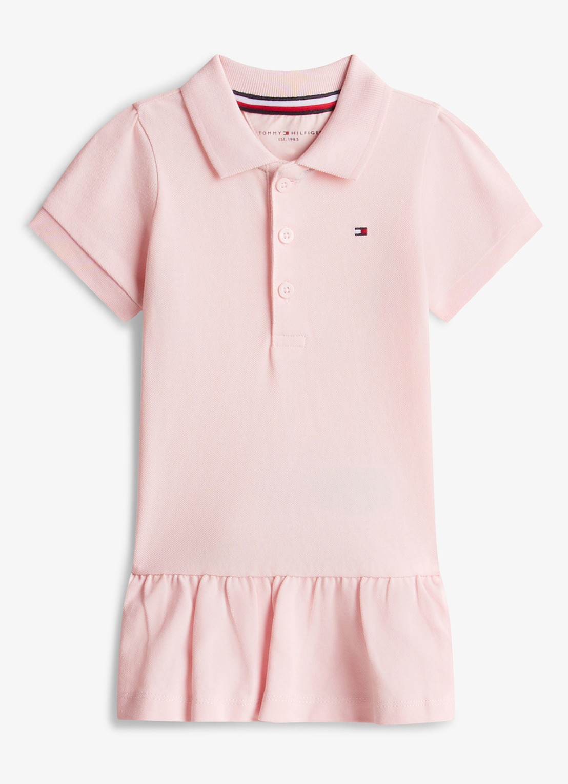 Tommy Hilfiger Mini jurk met polokraag - voorkant roze