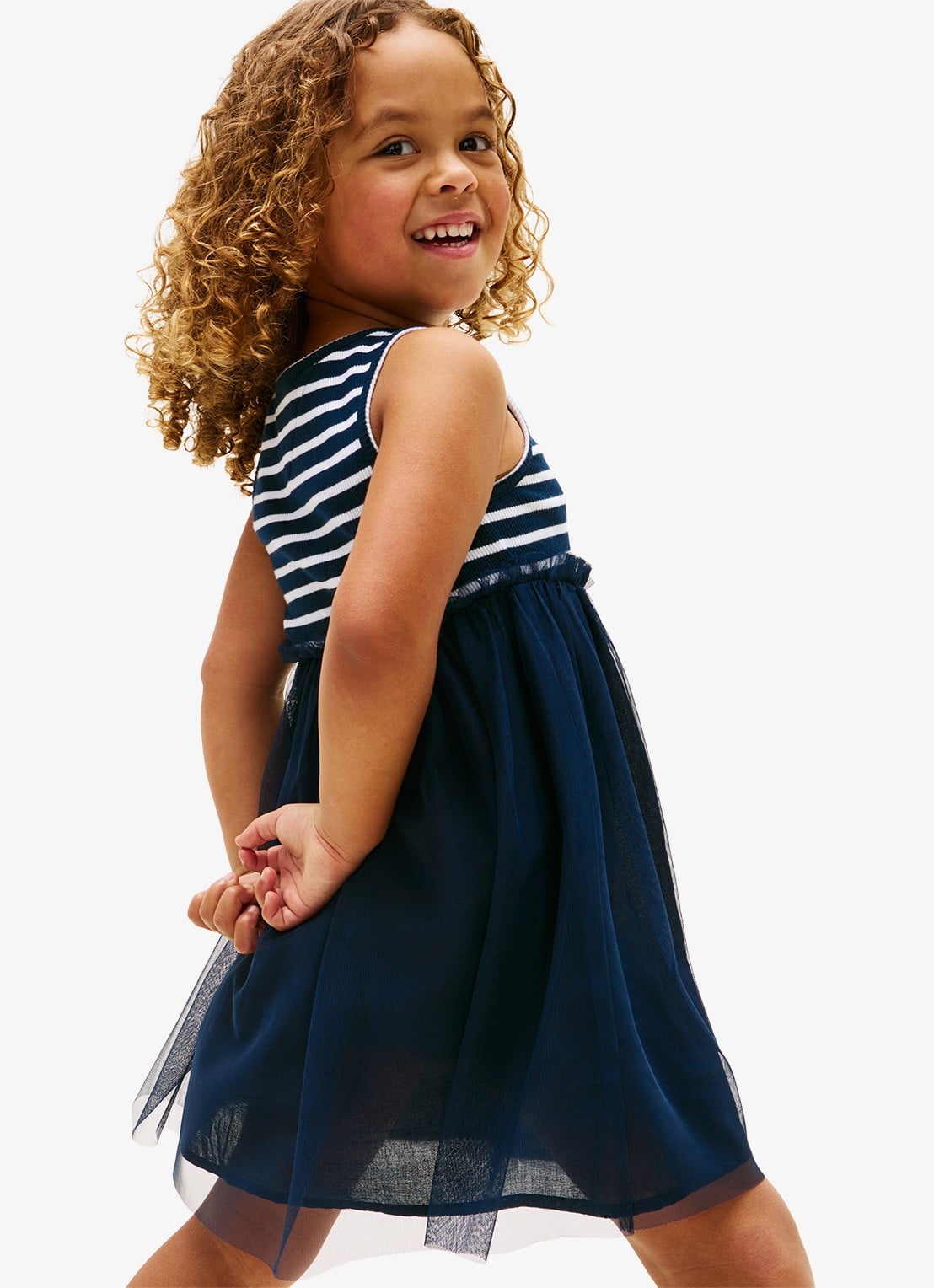 Tommy Hilfiger Mini jurk met streepprint - achterkant donkerblauw