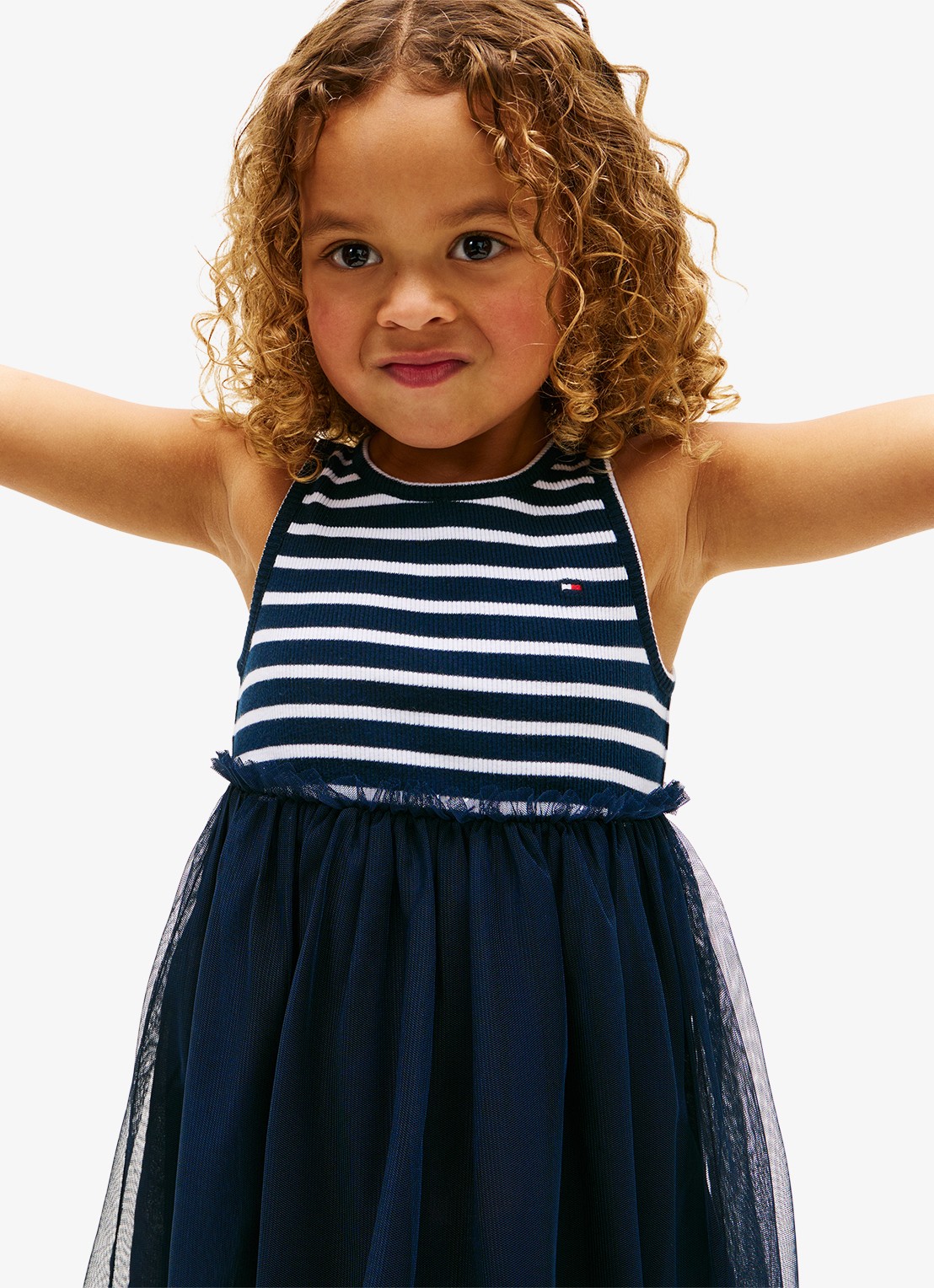 Tommy Hilfiger Mini jurk met streepprint - detail 4 donkerblauw