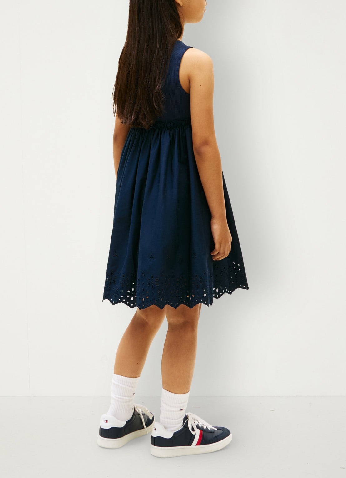 Tommy Hilfiger Mini jurk van katoen - achterkant 5 donkerblauw