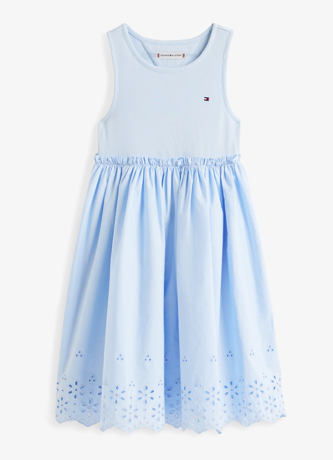 Tommy Hilfiger Mini jurk van katoen - voorkant blauw