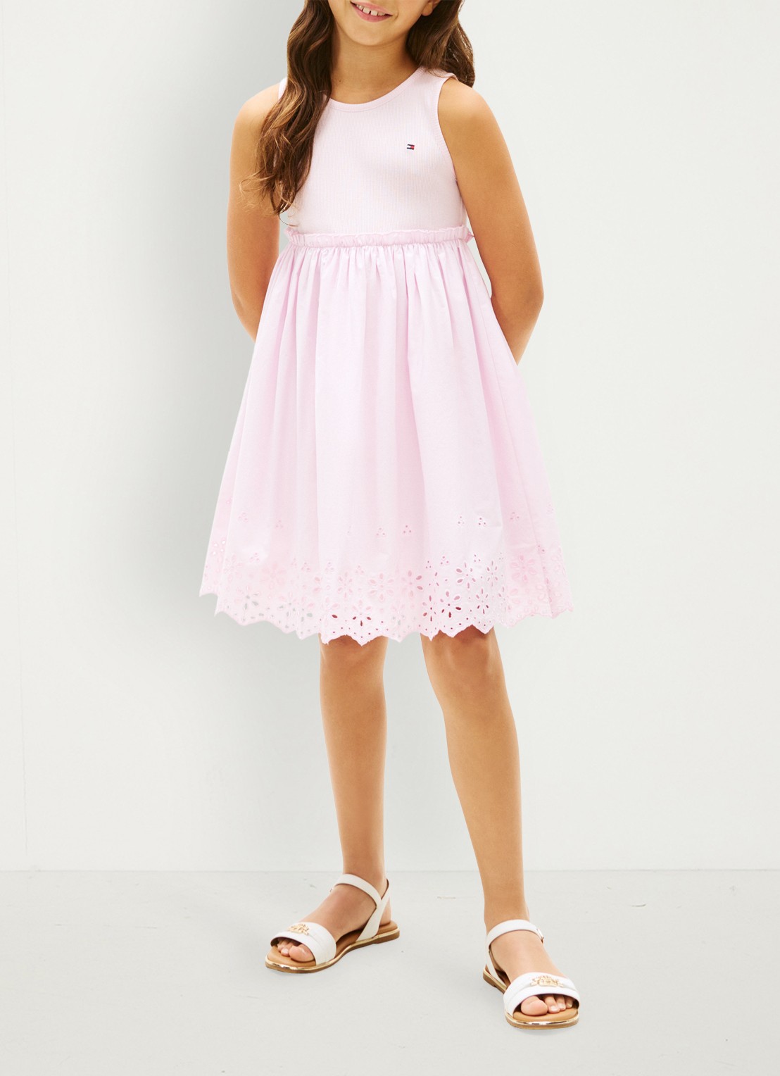 Tommy Hilfiger Mini jurk van katoen - voorkant 2 roze