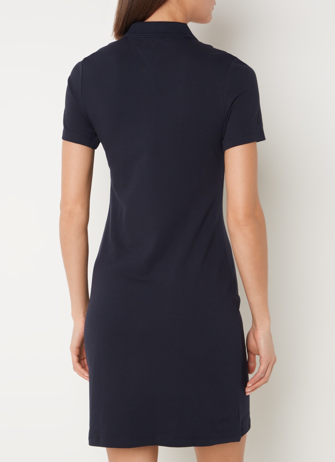 Tommy Hilfiger Mini jurk van piqué katoen met polokraag - achterkant donkerblauw