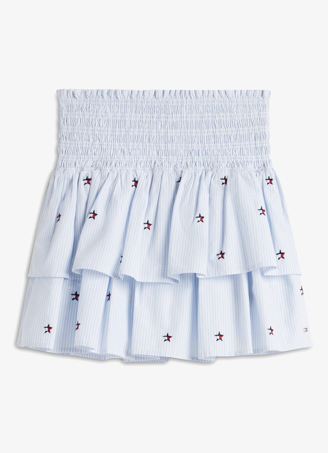 Tommy Hilfiger Mini rok met streepprint - voorkant 2 lichtblauw