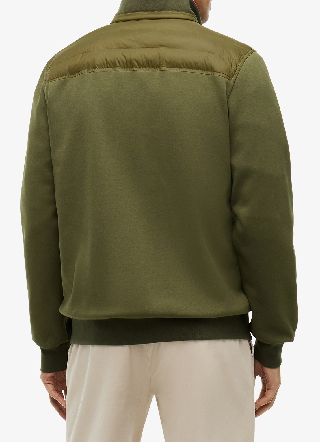 Tommy Hilfiger Mixed Texture Quilted Zip-Thru Sweatshirt - achterkant legergroen