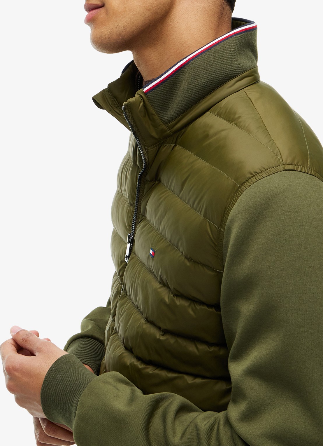 Tommy Hilfiger Mixed Texture Quilted Zip-Thru Sweatshirt - detail 6 legergroen