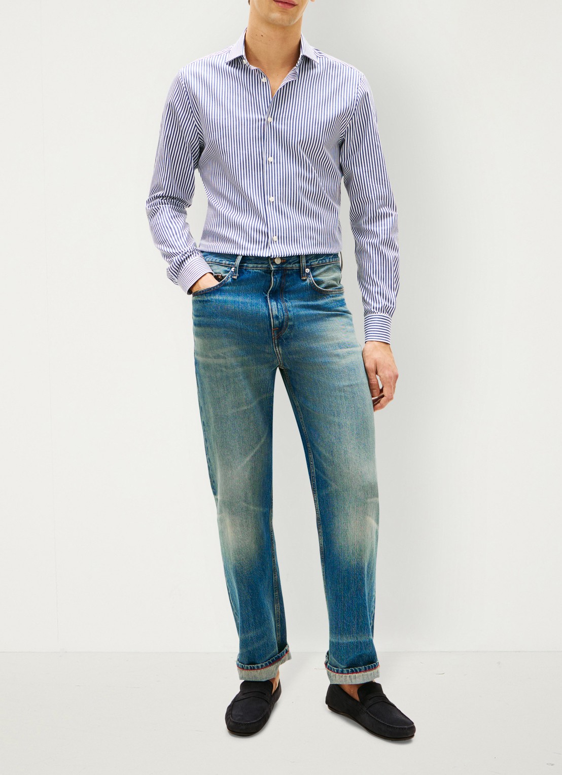 Tommy Hilfiger Mocassin van suède - voorkant 2 donkerblauw