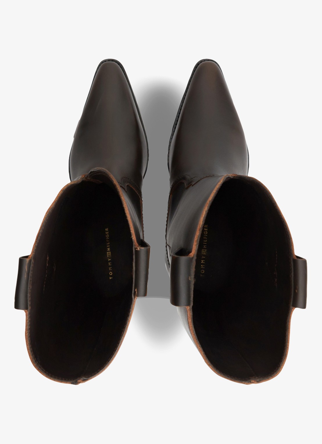 Tommy Hilfiger Monogram cowboylaars van leer  - detail 6 donkerbruin
