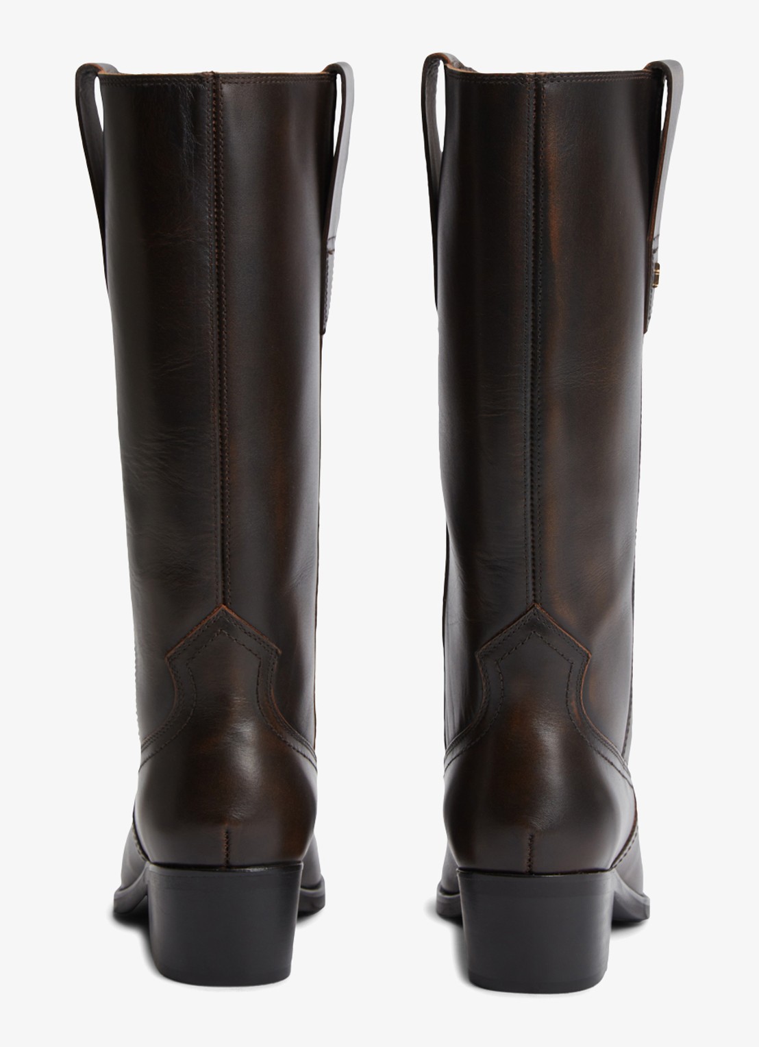 Tommy Hilfiger Monogram cowboylaars van leer  - detail 7 donkerbruin