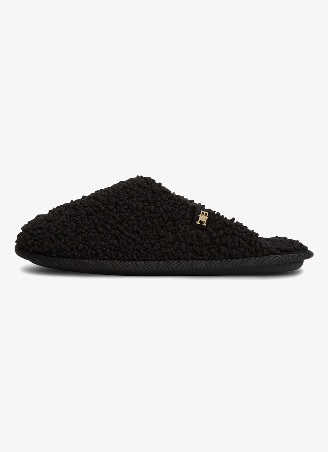 Tommy Hilfiger Monogram slipper met details van teddy  - detail 3 zwart