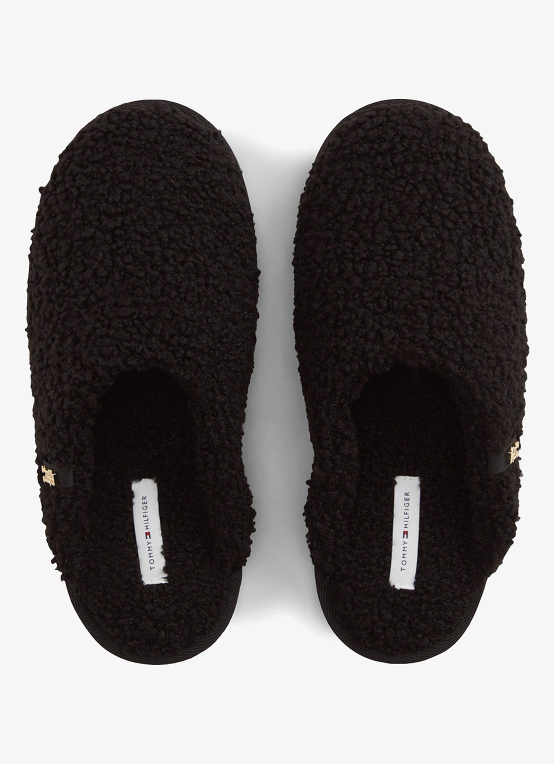 Tommy Hilfiger Monogram slipper met details van teddy  - detail 4 zwart