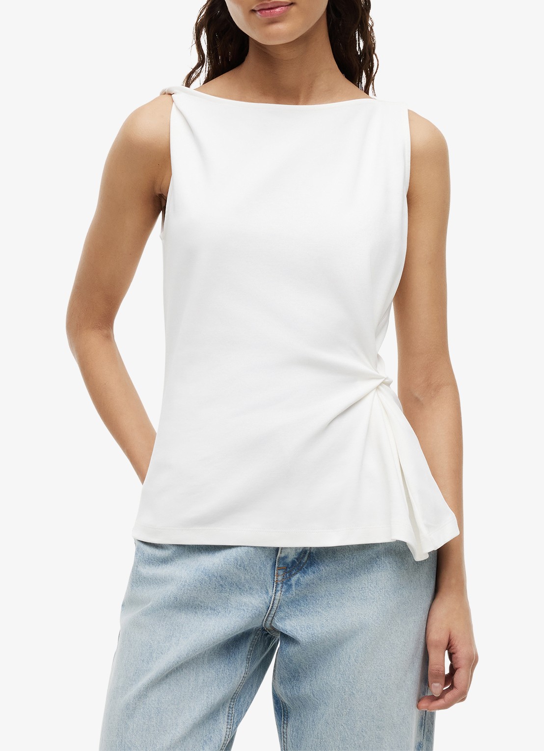 Tommy Hilfiger Mouwloze top met geknoopt detail - detail 3 gebroken wit
