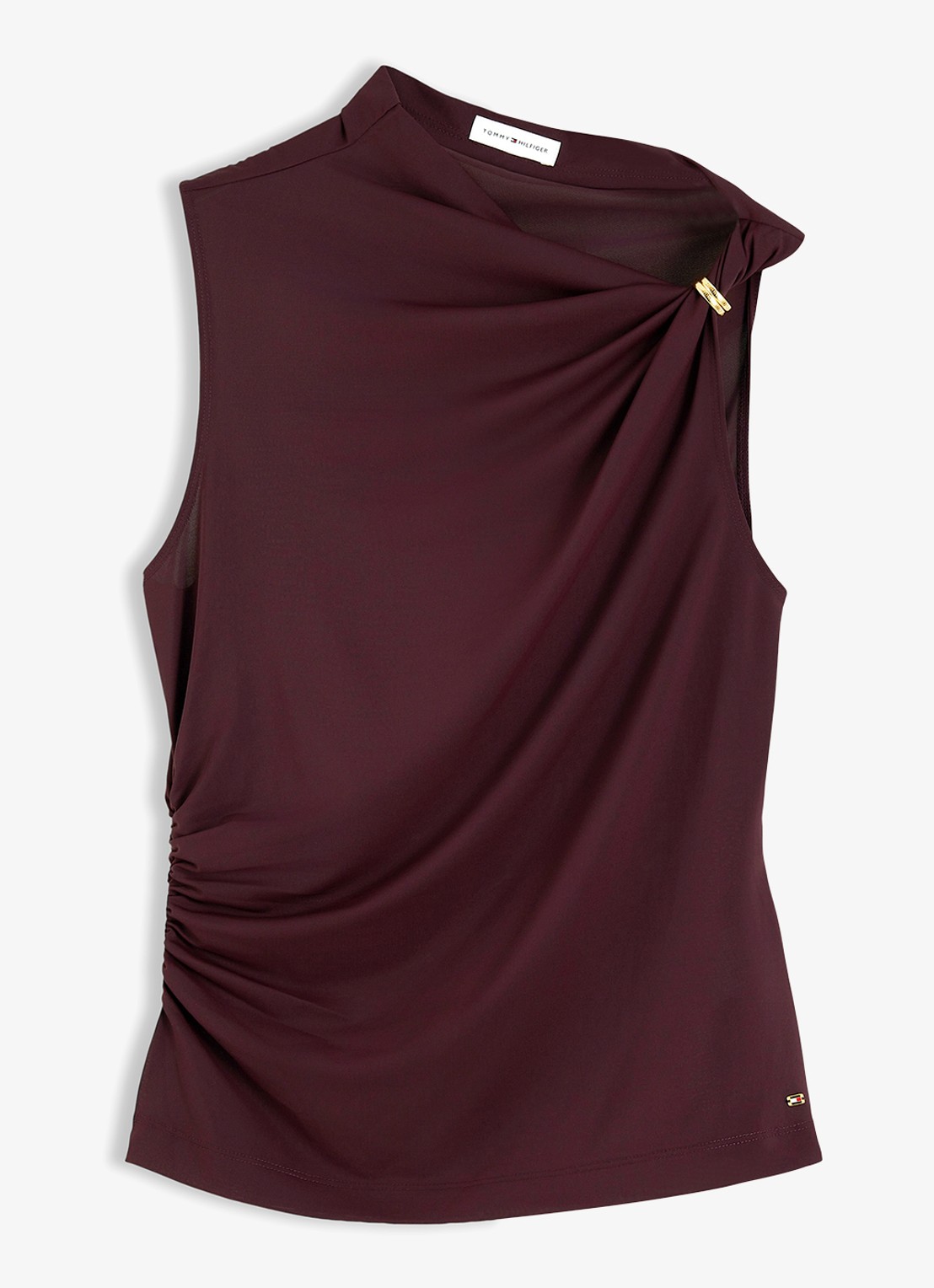 Tommy Hilfiger Mouwloze top van crêpe - voorkant bordeauxrood