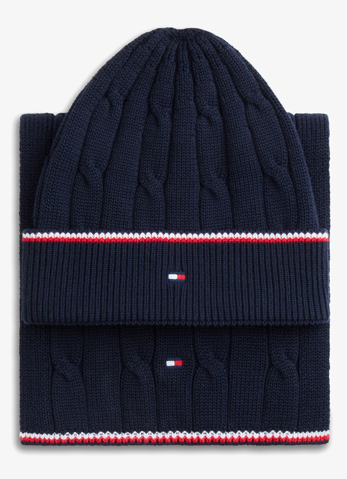 Tommy Hilfiger Muts en sjaal in giftbox - voorkant donkerblauw
