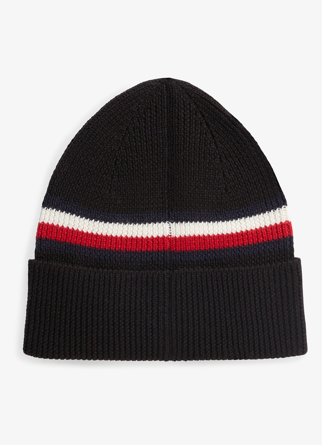 Tommy Hilfiger Muts in wolblend met streepprint - achterkant 2 diepzwart